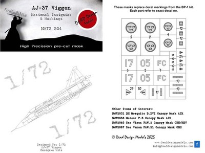 Dead Design Models NM72204 1:72 Saab AJ-37 Viggen National Insignia