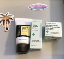 Peach Slices Snail Rescue Intensive Wash-Off Jelly Mask,cleanser And Cosrx Gel