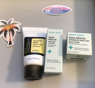 Peach Slices Snail Rescue Intensive Wash-Off Jelly Mask,cleanser And Cosrx Gel