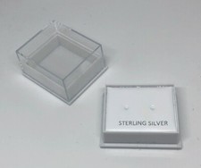 Earring Stud BOXES CLEAR LID WHOLESALE Gold Silver Print CHARM BOX 20/50/100 UK