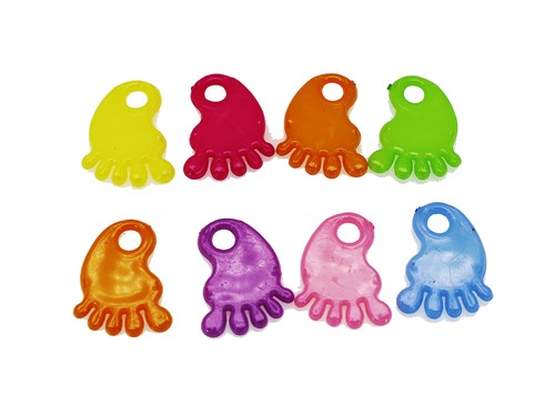 200 Gemischte Farben Kunststoff Niedliche Fuß Perlen Charm Anhänger 19X16mm - Bild 2 von 8