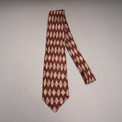 Robert Talbott Silk Tie Red Gold Medallion Pattern