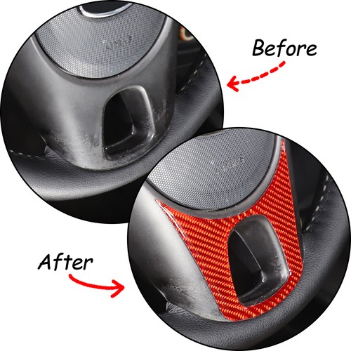 For KIA Soul 2009-2013 Red Carbon Steering Wheel Bottom Trim Decorative Sticker - Picture 2 of 12