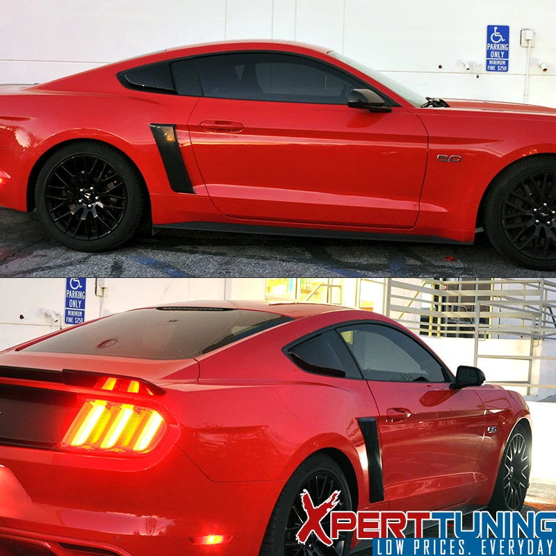 For 15-23 Mustang Unpainted R Style Side Quarter Window Louver Scoops Cover - PU - Imagem 2 de 4