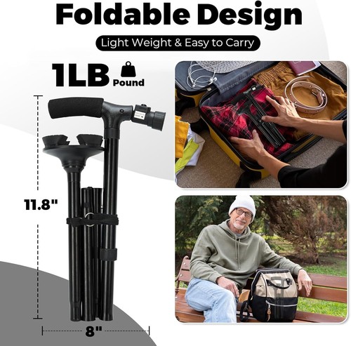 Ergonomic Walking Cane with 6 Built-In LED Lights - Adjustable & Travel Ready - Picture 8 of 9