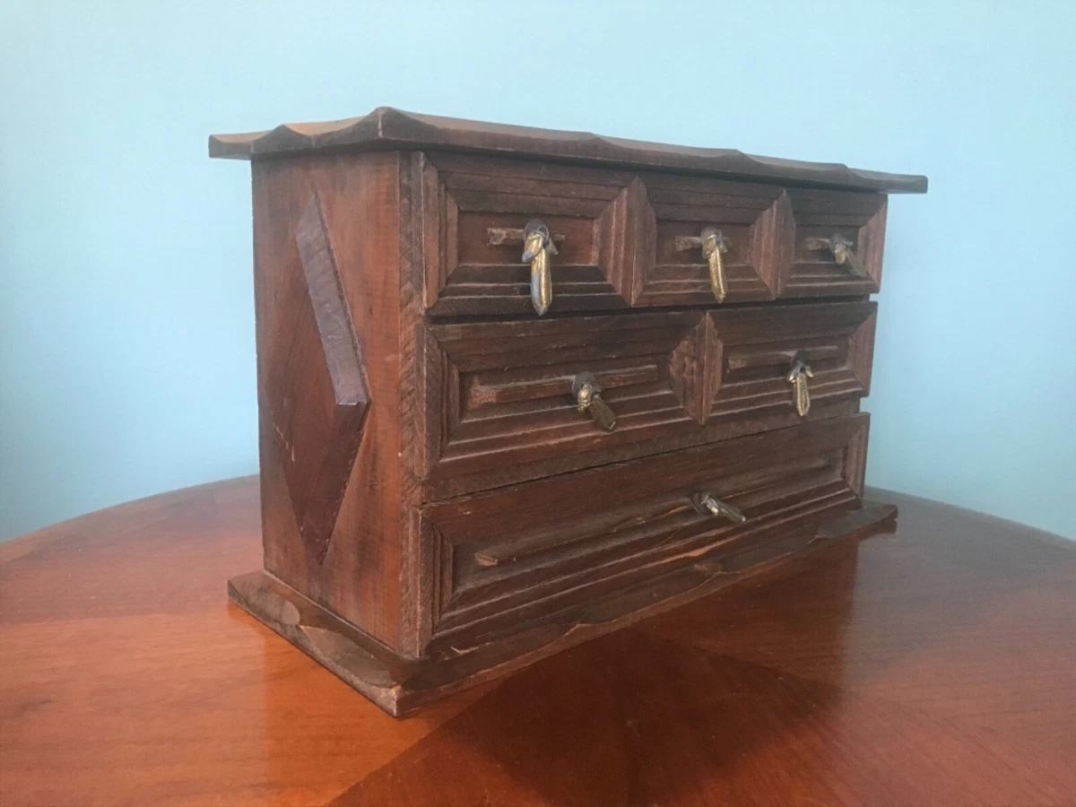 Vintage Rancho Monterey style Rustic Wood Small Chest of Drawers