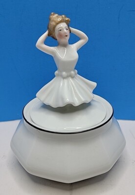 Antique Porcelain Lady Ballerina Trinket Box From Bavaria