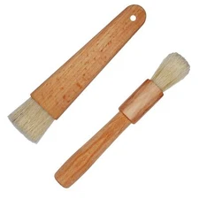 2 Sets Natural Bristles with Wooden Handle Pastry Brushes for Basting Spreadi...