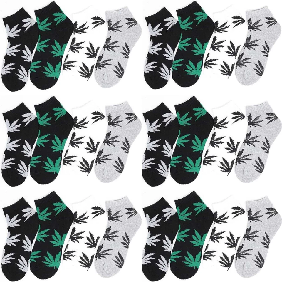 Venta al por mayor lotes a granel calcetines de algodón al tobillo cuarto hoja de hierba para hombre talla 9-11 10-13 Foto 2 de 4