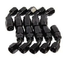 10PCS BLACK -6AN AN6 45 Degree Swivel Oil/Fuel/Gas Line Hose End Fitting Adapter