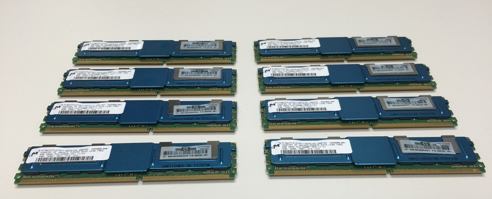 HP 398708-061 4GB PC2-5300F DDR2 667 CL5 Lot of 8 sticks total  