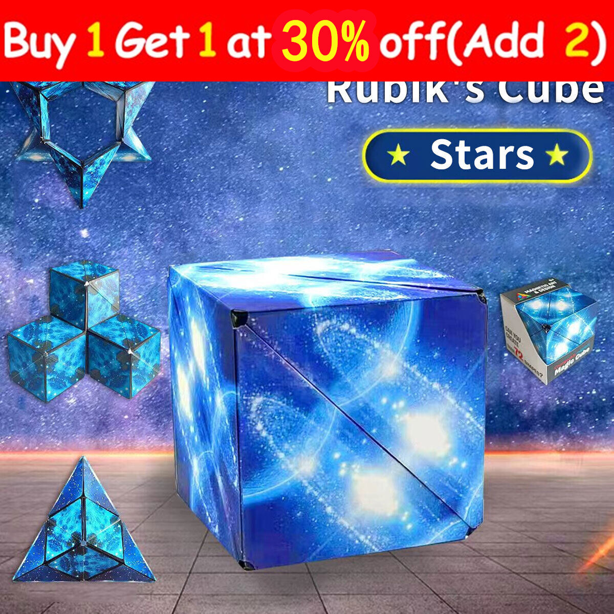 Magnetic Magic Cube Changeable 3D Hand Flip Puzzle Toy Stress Relief Kid XmasNew