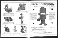1933 Crescent Machine Co. "Special Offer" Illustrated Product Spec Folded Sheet