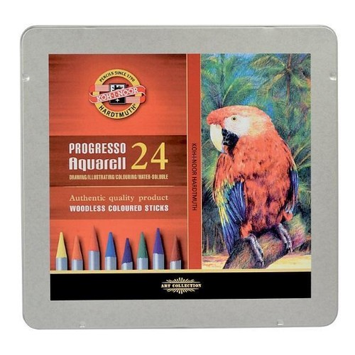 Progresso Water Pastel Pencils Koh-I-Noor Woodless Coloured Sticks 12 24 36 48 - Picture 4 of 6