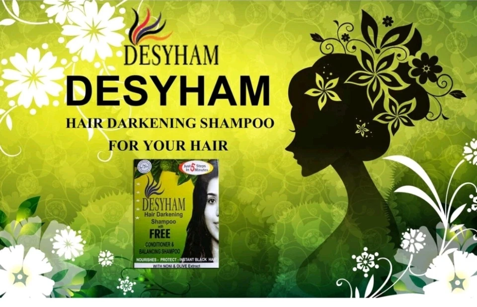 Desyham Hair Darkening Shampoo henna Dye Inai Pewarna Rambut 1 box 5 Sachets - Image 4 of 4
