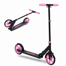 Ufurniture Folding Kick Push Scooter Adjustable Height Kid Adult Sports Pink
