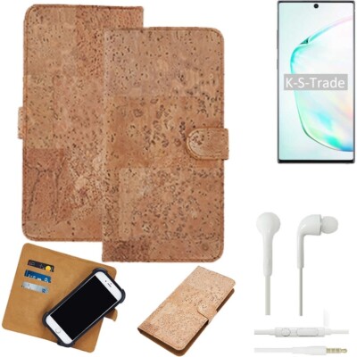 FÜR Samsung Galaxy Note 10+ 5G + EARPHONES HÜLLE TASCHE KORK CORK ETTUI SCHUTZ
