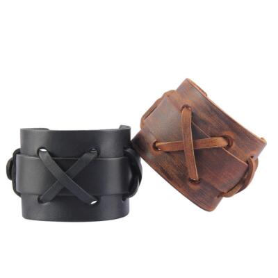 Gothic Herren Metall Dornschließe Leder Muster Armband Halstuch