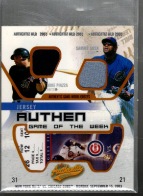 A5364- 2003 Fleer Authentix Spiel Von Die Woche # Mpss Mike Piazza Sammy Sosa