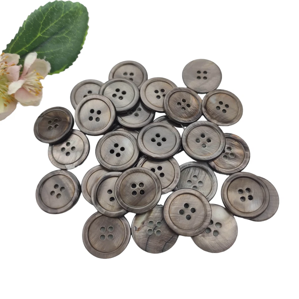 2 Knöpfe rund Perlmutt 25mm anthrazit schwarz Muscheln Knopf Jacke schimmer Rand - Bild 3 von 4