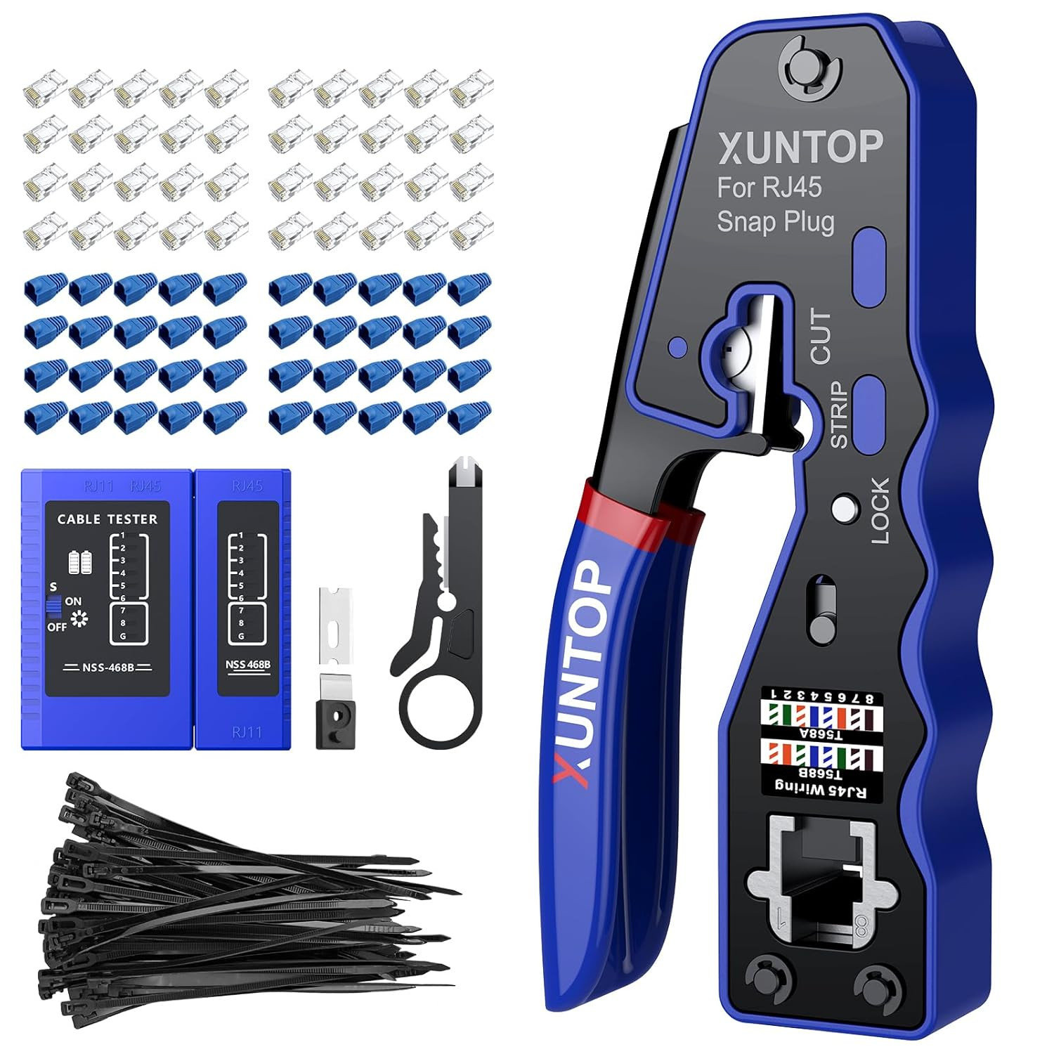 Kit Strumenti Rete RJ45 Pass-Through - Pinza + 50 Plug Cat6 Bulk