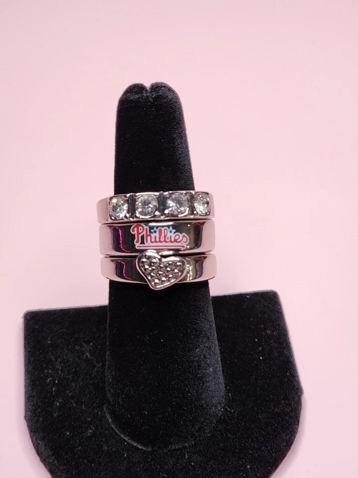 MLB Phillies 3 Ring Stacked Set Philadelphia Team Souvenir Official Baseball Fan - Image 2 of 4