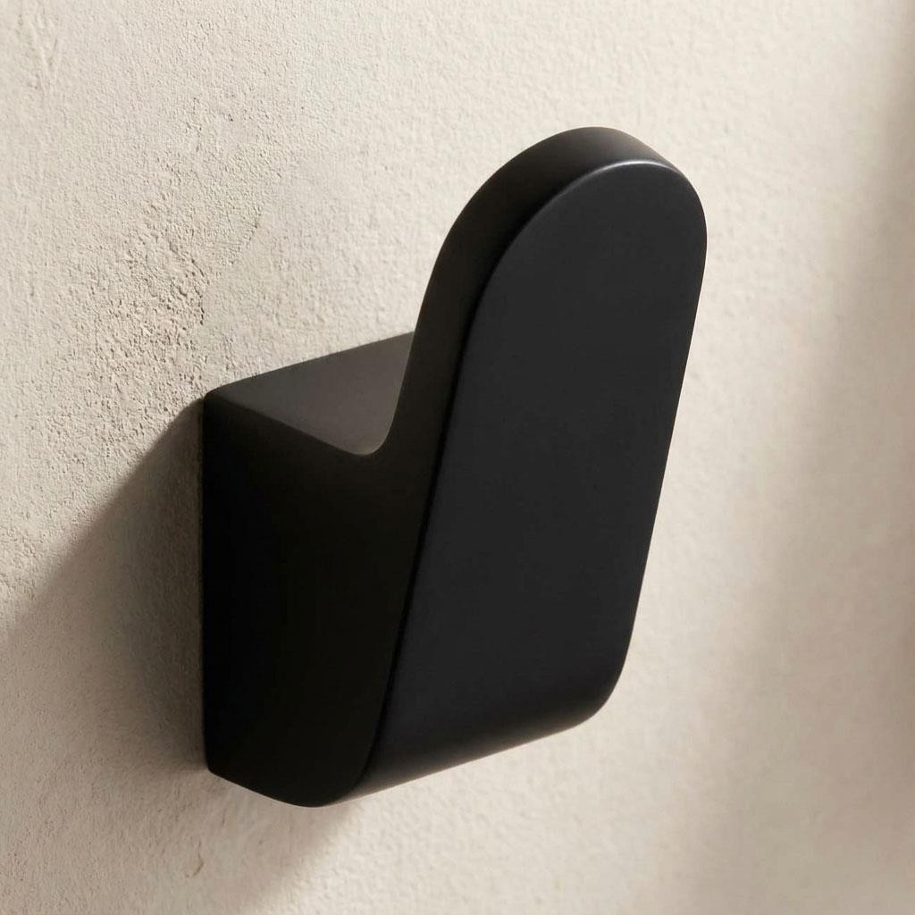 Single Towel Hook Black Coat Hanger Wall Mounted Bathroom