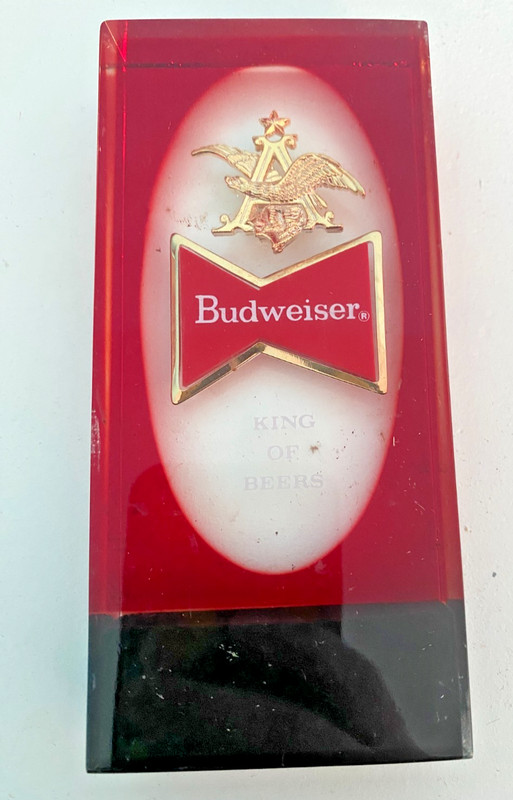VINTAGE Budweiser King of Beers 5 1/4" Lucite Beer Tap Handle Barware