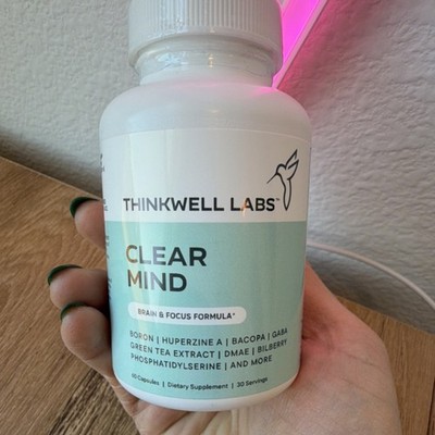 Thinkwell Labs Brain & Focus Formula Bacopa GABA Green Tea Extract 60 Capsules