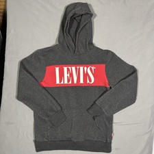 Levi's Logo Hoodie Fleece Sweatshirt Teen's Size XL Grey 13-15yrs EUC     