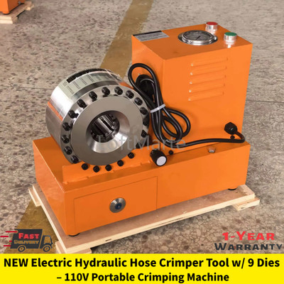 NEW Electric Hydraulic Hose Crimper Tool w/9 Dies 110V Portable Crimping Machine