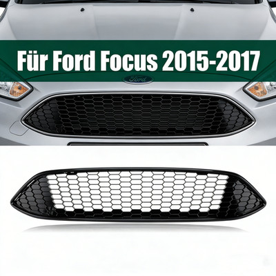 Für Ford Focus 2015-2017 Glanz Schwarz Grill Kühlergitter Kühlergrill Waben