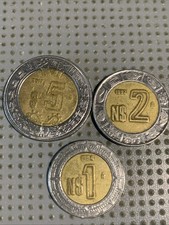 Mexico 5, 2, 1 Dollar 3 Coins 1992-2017