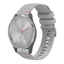 For Garmin Vivomove 3S Wavy Dots Stitched 18mm Silicone Strap Grey 