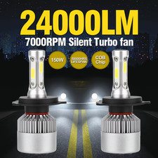 2Pcs Ultra-Bright H7 H4 Led Car Headlights 150W High Power 24000Lm 6000K White