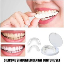 Snap On False Teeth Upper + Lower Dental Veneers Dentures Tooth Cover Set Hot uk