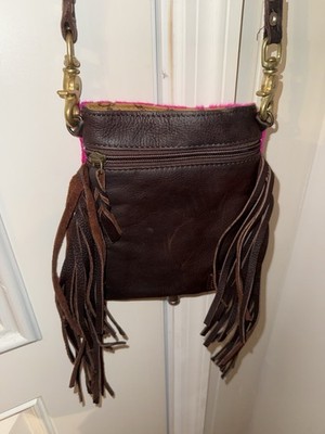 American Darling pink and genuine leather fringe Crossbody
