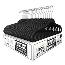 Black Velvet Clothes Hangers with Swivel Hooks 25 Pack 17 Inch