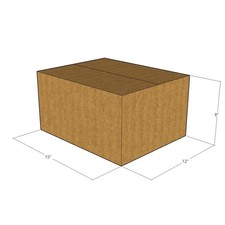 125 15x12x8 Kraft Brown Corrugated Shipping Boxes 32 ECT Single-Wall New