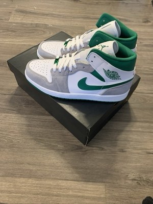 Jordan 1 Mid SE Size 9.5 Men's White/ Pine Green-lt Smoke Grey