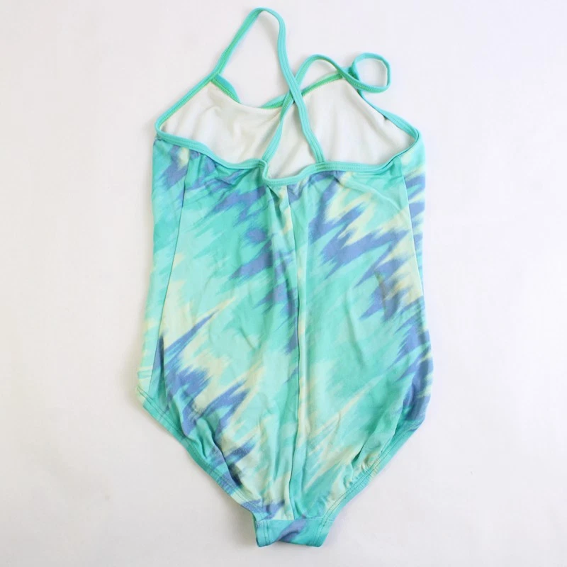 Nike Swim Gir'ls Crossback One Piece Swimsuit Teal & Purple Size 8 - Image 2 of 4