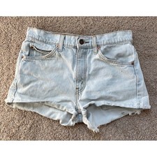 Vintage Levis 505 Shorts Womens 29 Orange Tab Distressed Light Wash Denim Blue
