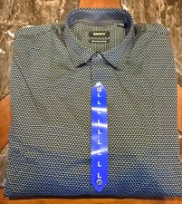 DKNY Men's Regular Fit Stretch Dress Shirt BLACK- LARGE