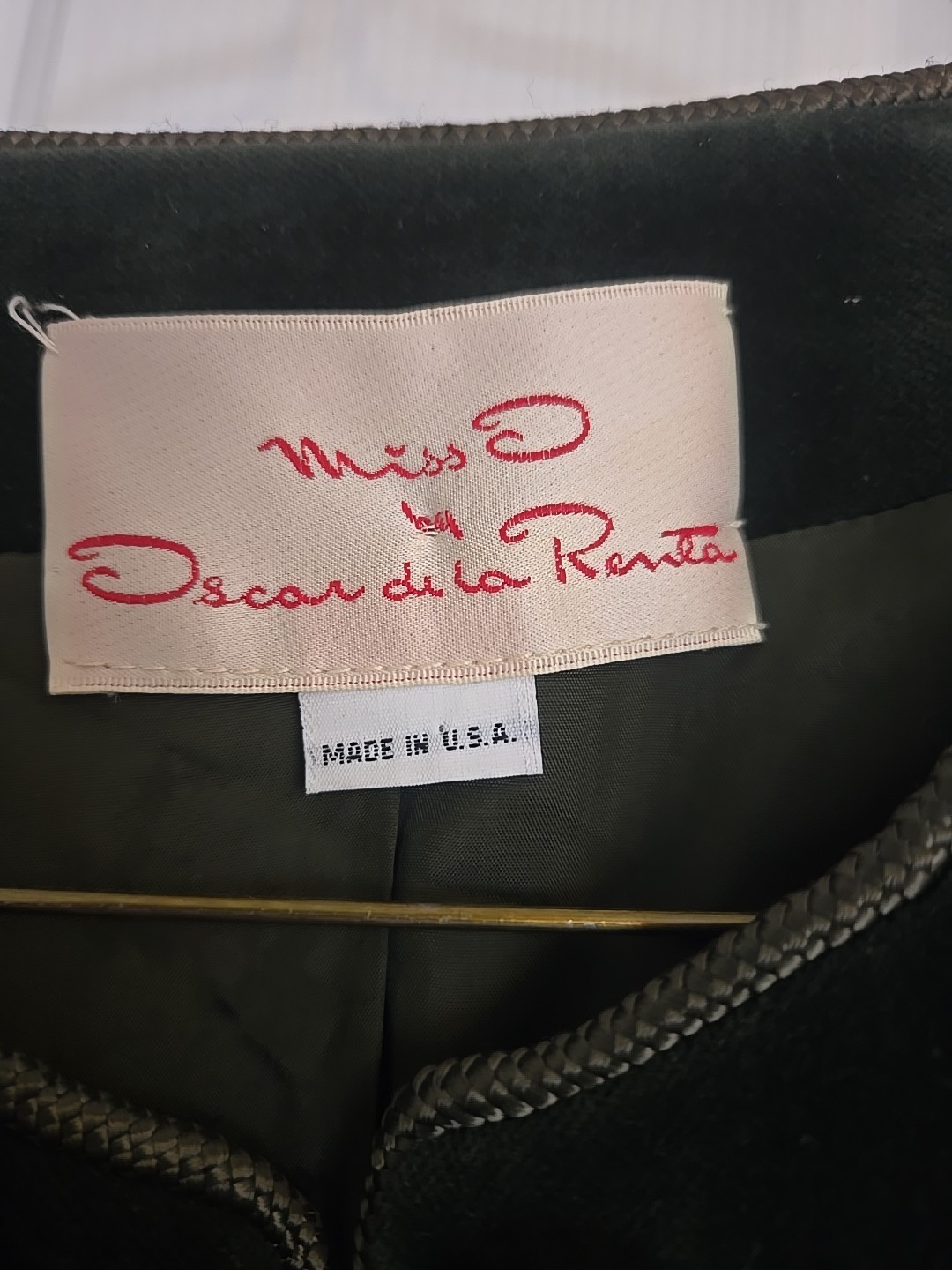 Vintage Miss O By Oscar Dela Renta Velvet Blazer Open Forest Green Women's Sz 12