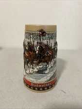 Vintage 1988 Anheuser-Busch Budweiser Holiday Stein Mug Christmas Clydesdales