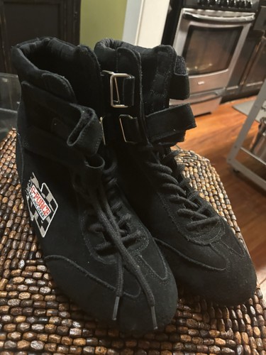 G Force Racing Gear Black Suede Midtop Shoe Sfi Size 10 - Foto 1 di 7
