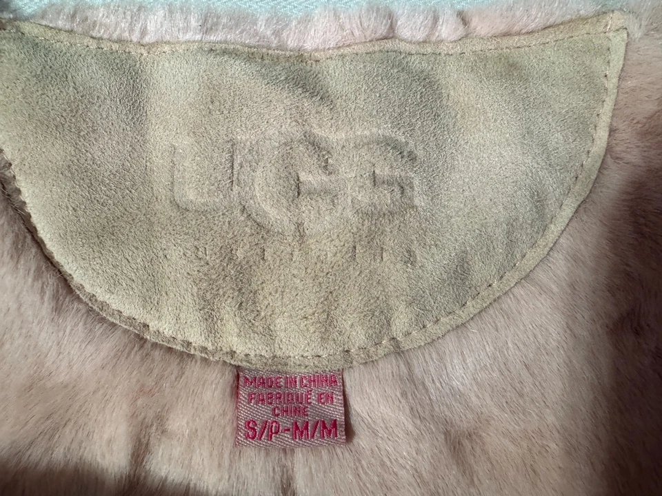 Ugg Australia Rosa Rosa Desnudo Beige Gamuza Piel de Oveja Poncho Capa Chaqueta Talla S/M Foto 2 de 4