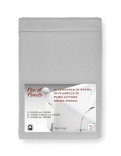 Drap supérieur en flanelle grise sans coins - Pur coton doux   Fabriqué en Itali