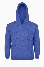 MEN HANDMADE ANDEAN ALPACA LIGHT BLUE PULL OVER HOODIE SZ L