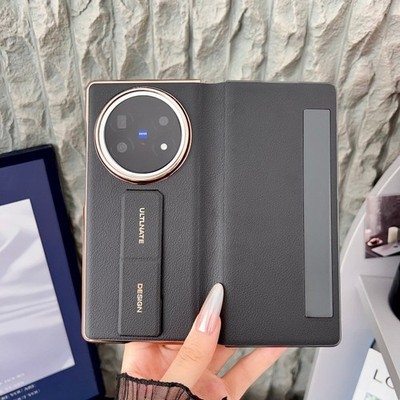 Luxury Smart View PU Leather Flip Wrist Strap Stand Case For vivo X Fold 5 5G